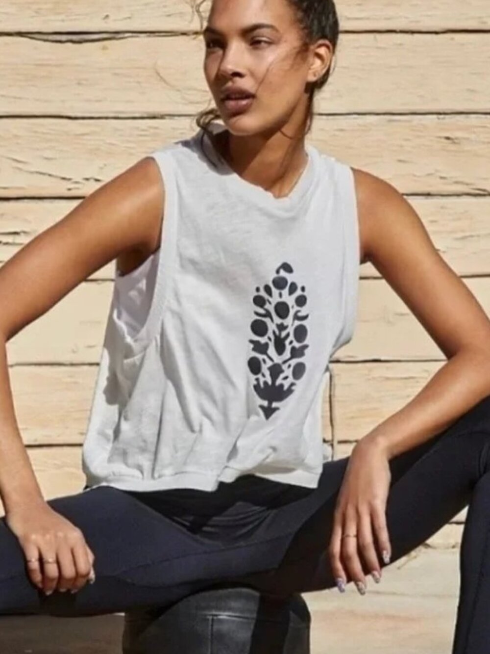FP Movement by Free People Logo Reflective Love Tank - White - Size Small